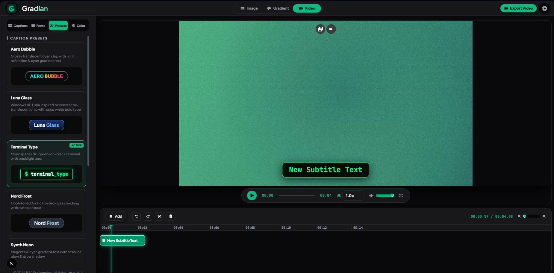 Gradian Studio Professional Editor Workspace